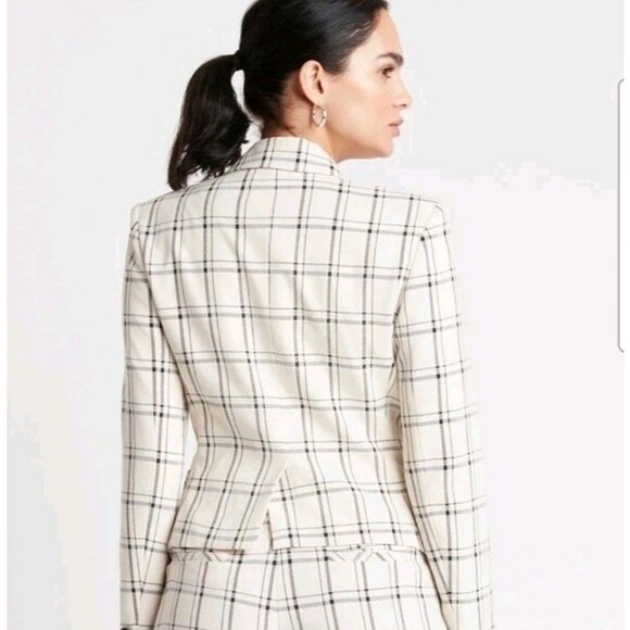 Choosy Blazer Jacket NWT 0 Ivory Cream Plaid Bossgirl Preppy Career Mobwives - Picture 3 of 13